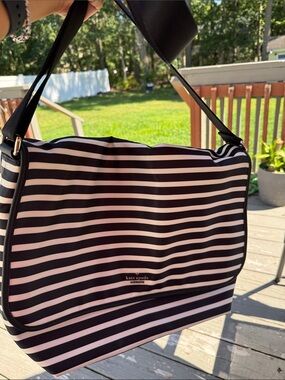 kate spade Black and White Striped Crossbody messenger bag